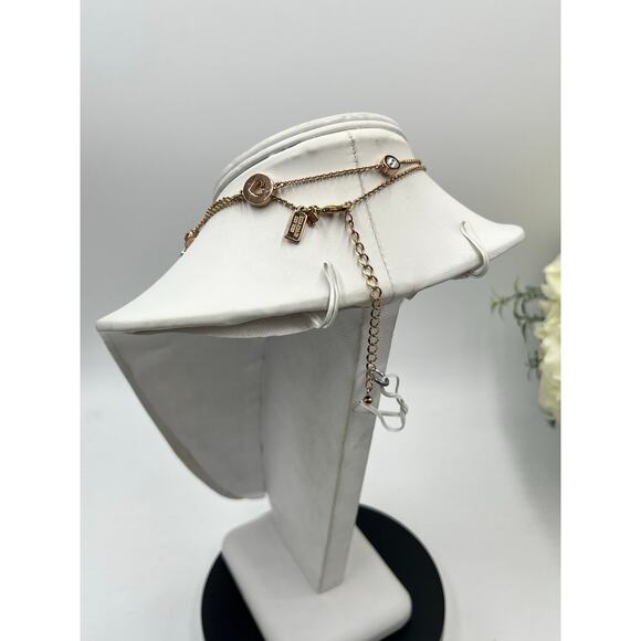 Kate Spade Spot The Spade Long Rose Gold Bezel Crystal Spade Station Necklace - Picture 5 of 10